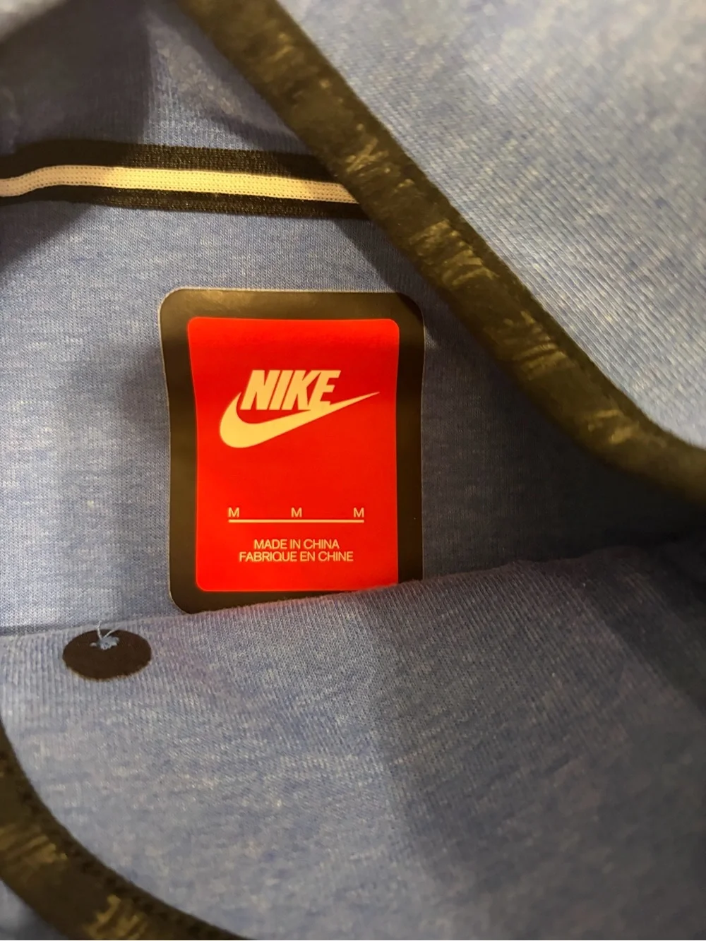 Nike Blue Hooded Asymmetrical Zip Jacket with Black Trim